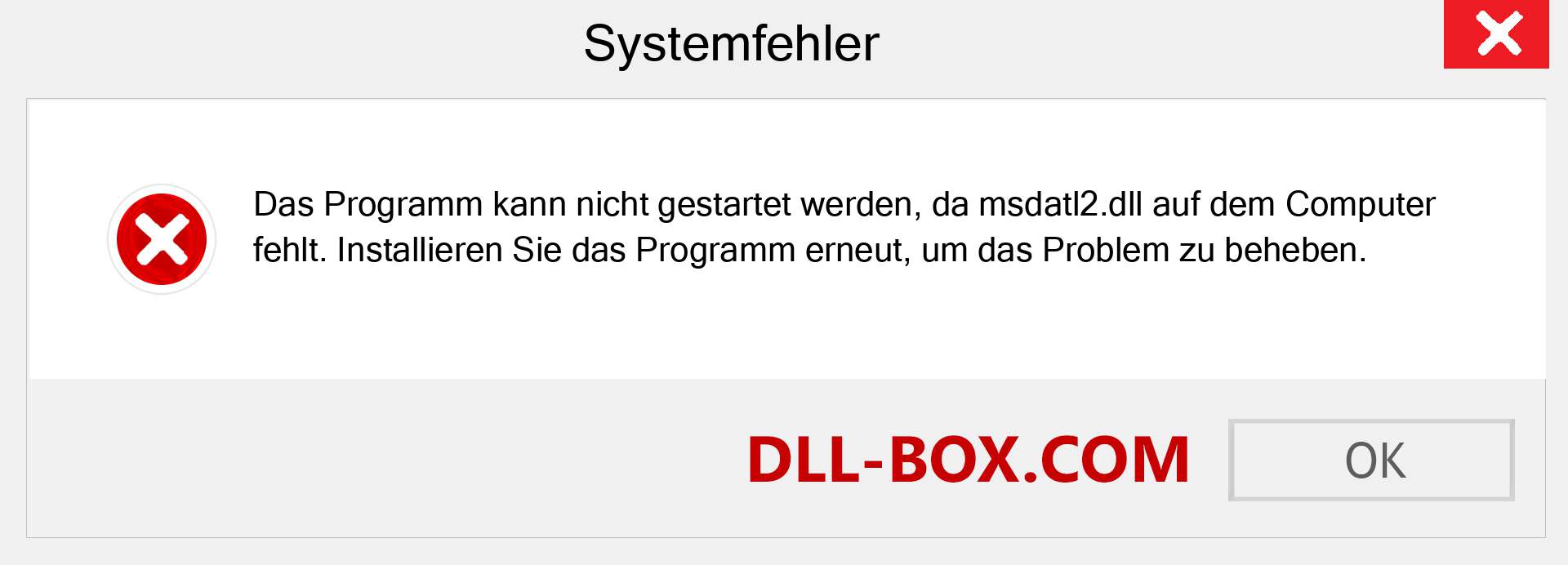 msdatl2.dll-Datei fehlt?. Download für Windows 7, 8, 10 - Fix msdatl2 dll Missing Error unter Windows, Fotos, Bildern