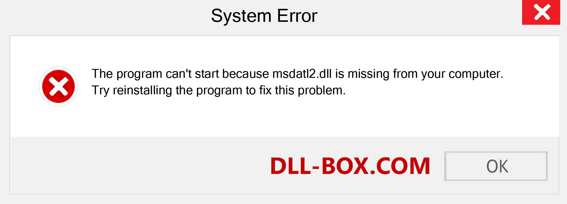  msdatl2.dll file is missing?. Download for Windows 7, 8, 10 - Fix  msdatl2 dll Missing Error on Windows, photos, images